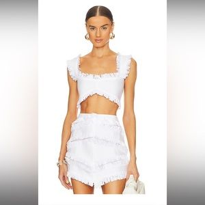 Alexis white fringe FULL set - top & bottom size M. Perfect for bachelorette!